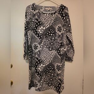 Loft Black and White Patterned Dress